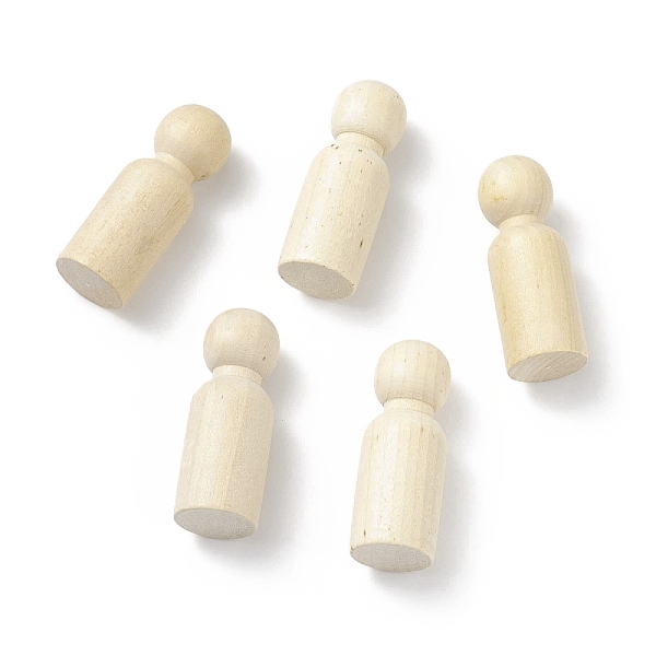 

PandaHall (Defective Closeout Sale: Marking)Unfinished Solid Wood Male Peg Dolls People Bodies, for Kids Painting, DIY Crafts, Puppet..., Orange
