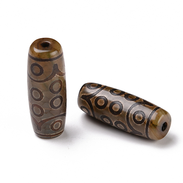 

PandaHall Tibetan Style dZi Beads, Natural Agate Beads, Dyed & Heated, Oval, 18-Eye, 28.5~32x10~12.5mm, Hole: 1.5~3mm Tibetan Agate Oval
