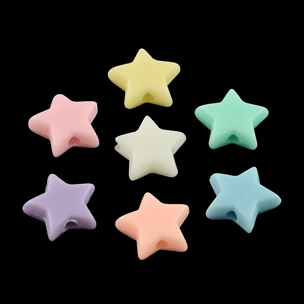 

PandaHall Opaque Acrylic Beads, Star, Mixed Color, 10x10x4mm, Hole: 2mm, about 2515pcs/500g Acrylic Star Multicolor