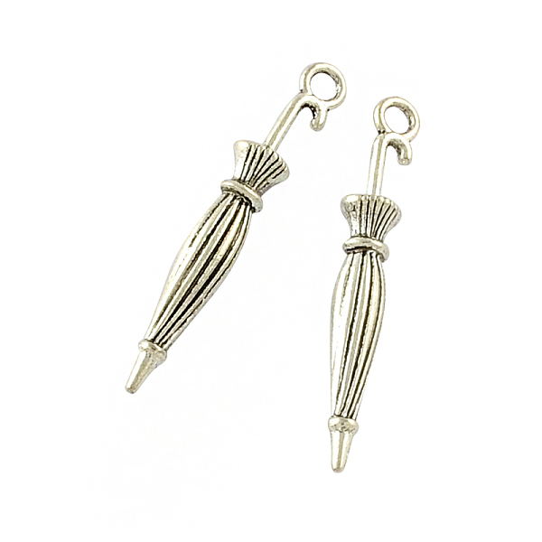 

PandaHall Tibetan Style Zinc Alloy Pendants, Umbrella, Lead Free & Cadmium Free, Antique Silver, 35x6mm, Hole: 2.5mm, about 333pcs/500g...