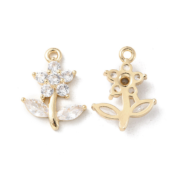 

PandaHall Brass Pave Cubic Zirconia Pendants, Flower Charm, Light Gold, 19.5x15x4.5mm, Hole: 1.5mm Brass+Cubic Zirconia Flower Clear