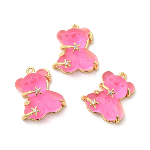 

PandaHall Transparent Resin Crystal Rhinestone Pendants, Bear Charms, with Rack Plating Real 14K Gold Plated Brass Findings, Long-Lasting..., Clear