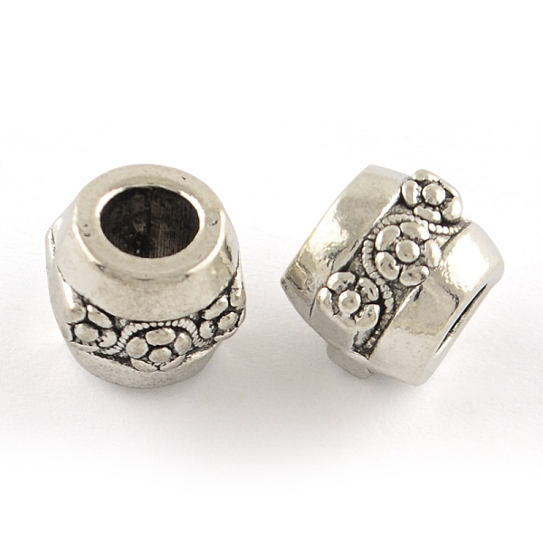 

PandaHall Tibetan Style Alloy European Large Hole Beads, Cadmium Free & Lead Free, Drum, Antique Silver, 8x9mm, Hole: 4.5mm, about...