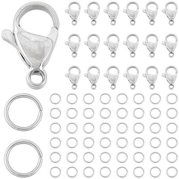 

PandaHall SUNNYCLUE 1 Box 150Pcs Stainless Steel Lobster Clasps Open Jump Rings 50Pcs 15x9mm Small Jewelry Clasp Connector Bracelet Clips...