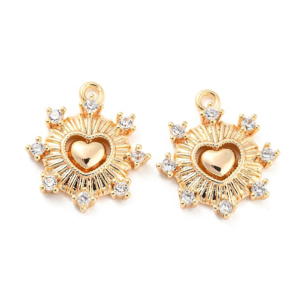 

PandaHall Brass Micro Pave Cubic Zirconia Charms, Heart, Real 18K Gold Plated, 14.5x13x2mm, Hole: 1.2mm Brass+Cubic Zirconia Heart Clear