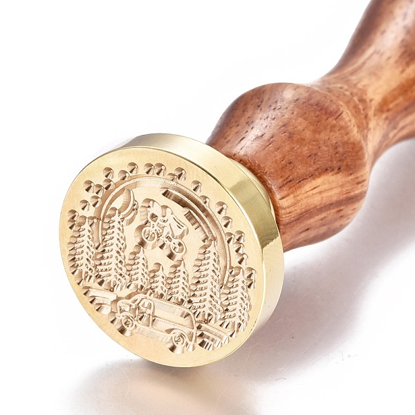 

PandaHall Brass Wax Seal Stamp, with Wooden Handle, for Post Decoration, DIY Card Making, Magic Themed Pattern, Golden, 90x26mm Brass Others