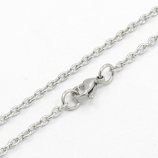 

PandaHall 304 Stainless Steel Cable Chain Necklaces, with Lobster Claw Clasps, Stainless Steel Color, 17.7 inch(45cm) 304 Stainless Steel