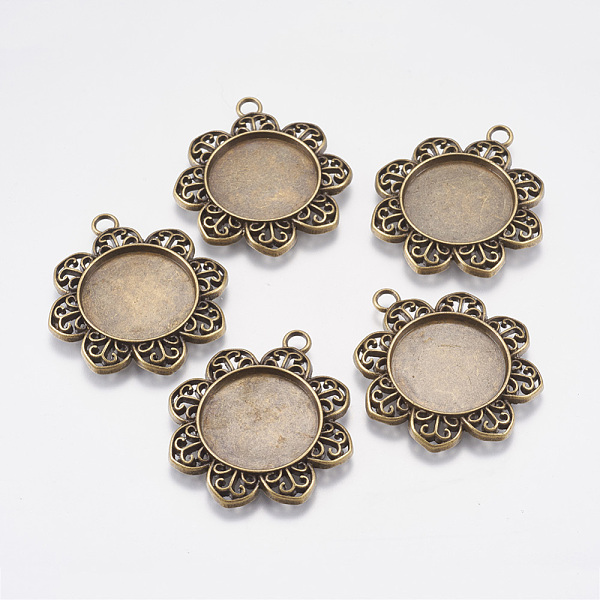 

PandaHall Tibetan Style Pendant Cabochon Settings, Lead Free & Nickel Free, Flower, Antique Bronze, Tray: 21x21mm, 38x35.5x3mm, Hole: 3.5mm...