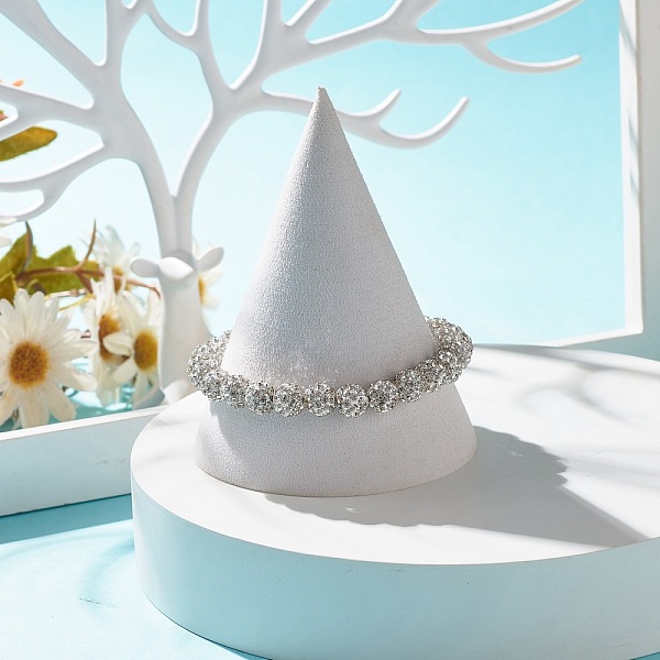 

PandaHall Crystal Rhinestone Ball Beaded Stretch Bracelet for Women, White, Inner Diameter: 2-1/8 inch(5.5cm), Beads: 8mm Rhinestone White