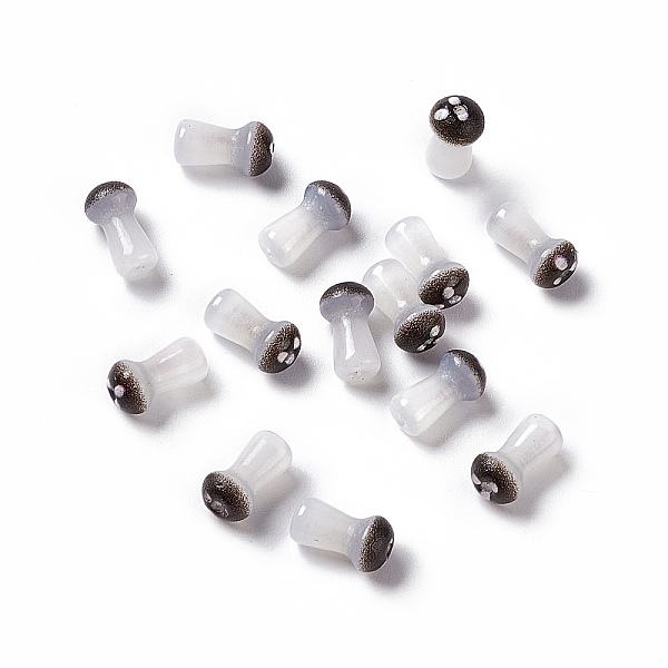 

PandaHall Opaque Glass Beads, Mushroom, Black, 8x4.5mm, Hole: 1mm, about 96~98pcs/bag Glass Mushroom Black