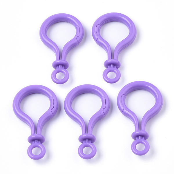 

PandaHall Opaque Solid Color Bulb Shaped Plastic Push Gate Snap Keychain Clasp Findings, Dark Orchid, 57.5x32x12mm, Hole: 6mm Plastic Others..., Purple