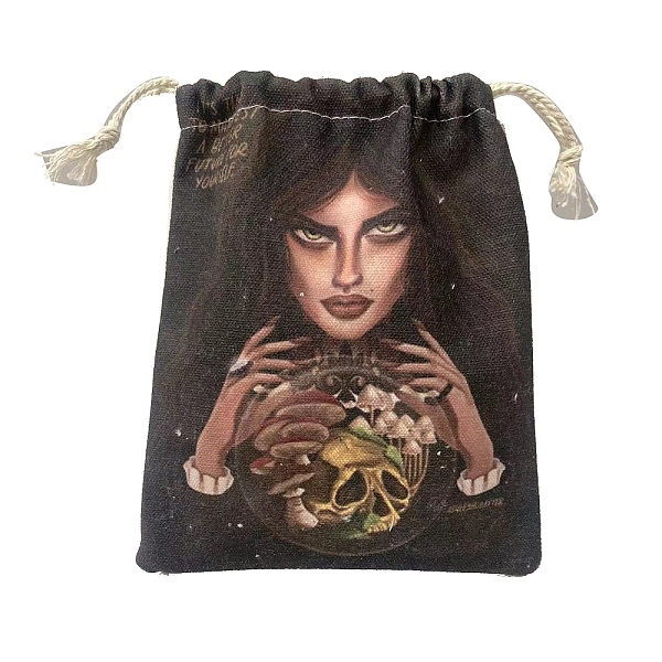 

PandaHall Canvas Cloth Packing Pouches, Drawstring Bags, Rectangle, Witch Pattern, 15~18x13~14cm Cloth Witch