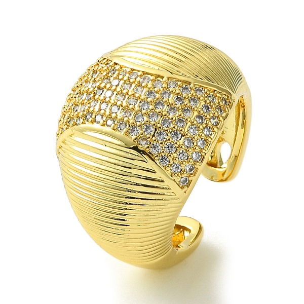 

PandaHall Brass Micro Pave Cubic Zirconia Open Cuff Rings, Oval, Real 16K Gold Plated, US Size 8(18.1mm) Brass+Cubic Zirconia Oval Clear
