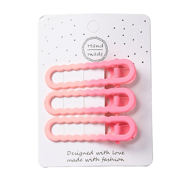 

PandaHall Spray Painted Iron Alligator Hair Clips for Girls, Pink, 16x59x12mm, 3pcs/card Iron Pink