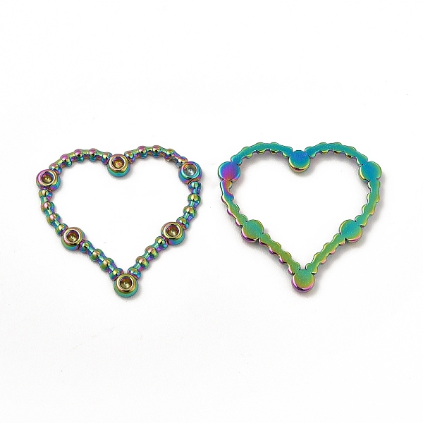 

PandaHall Ion Plating(IP) 304 Stainless Steel Linking Ring Rhinestone Settings, Heart, Rainbow Color, Fit For 1.5mm Rhinestone, 21x22x1.5mm...
