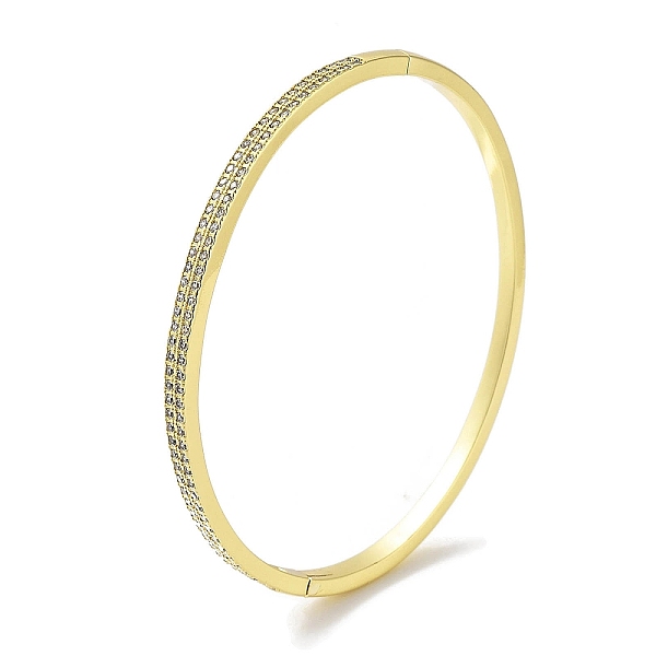 Brass Micro Pave Clear Cubic Zirconia Hinged Bangles for Woman