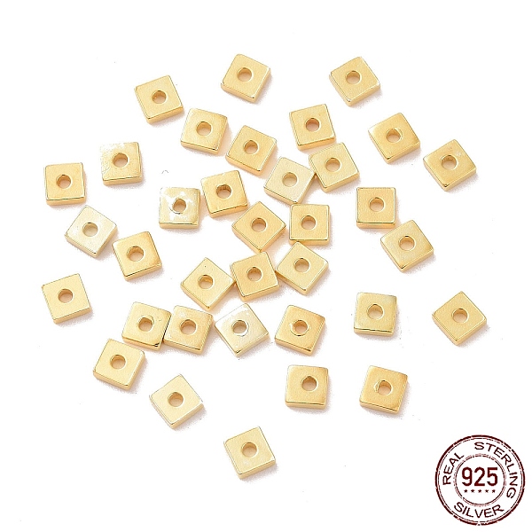 

PandaHall 925 Sterling Silver Beads, Square, Golden, 3x3x1mm, Hole: 1mm, about 125Pcs/10g Sterling Silver Square