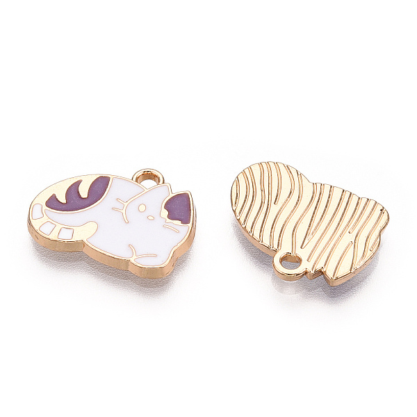 

PandaHall Alloy Enamel Pendants, Cadmium Free & Lead Free, Cat, Light Gold, Old Rose, 12.5x16x2mm, Hole: 1.5mm Alloy+Enamel Cat Shape