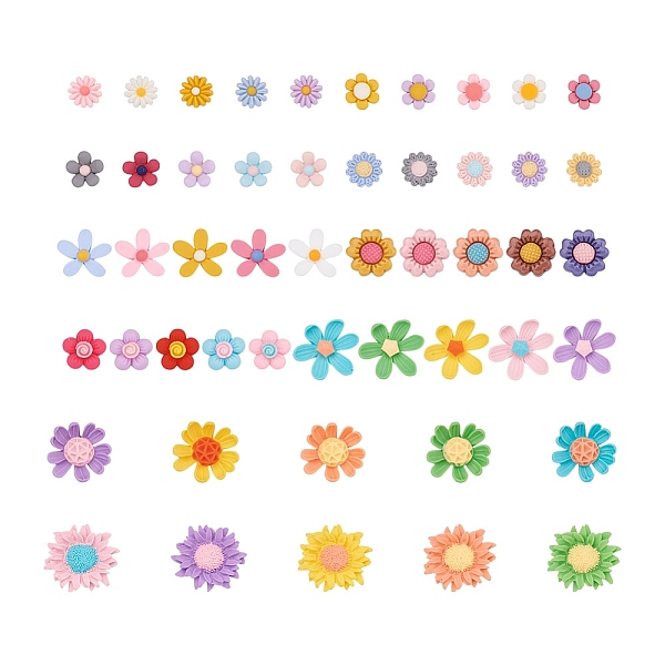 

PandaHall Craftdady 200Pcs 10 Style Opaque Resin Cabochons, Flower, Mixed Color, 20pcs/style Resin Flower Multicolor