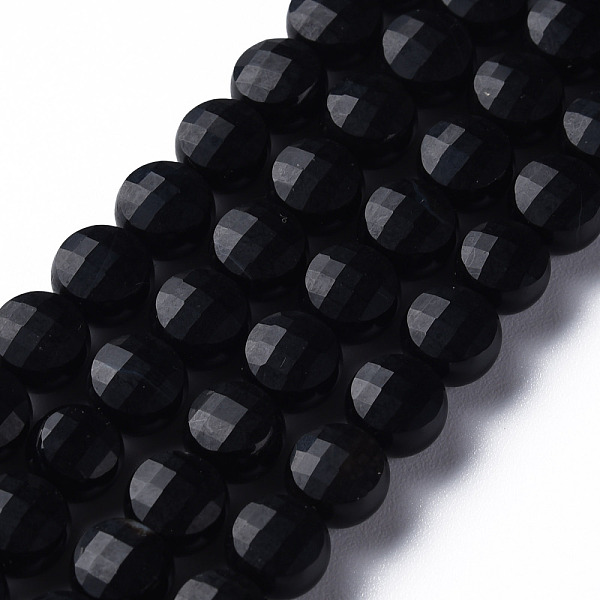 

PandaHall Natural Agate Beads Strands, Dyed & Heated, Faceted, Flat Round, Black, 6x4mm, Hole: 1mm, about 62pcs/strand, 14.76 inch(37.5cm)...