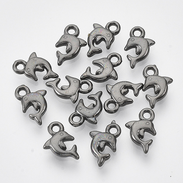 

PandaHall CCB Plastic Charms, Dolphin, Gunmetal, 10.5x7x2.5mm, Hole: 1.4mm, about 6300pcs/500g Plastic Dolphin