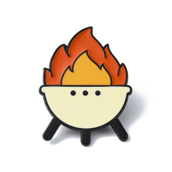 

PandaHall Enamel Pin, Alloy Brooches for Backpack Clothes, Cadmium Free & Lead Free, Fire, Black, 30.5x23x1.5mm Alloy+Enamel Others