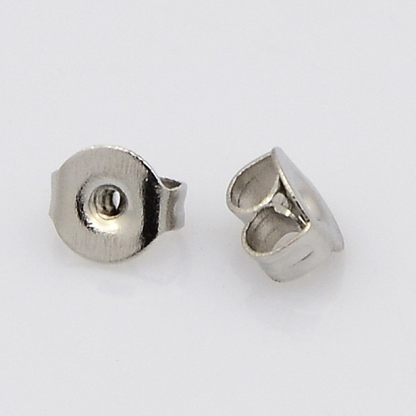 

PandaHall 304 Stainless Steel Ear Nuts, Friction Earring Backs for Stud Earrings, Stainless Steel Color, 5~5.5x4~4.5x2.5~3mm, Hole: 1mm 304...