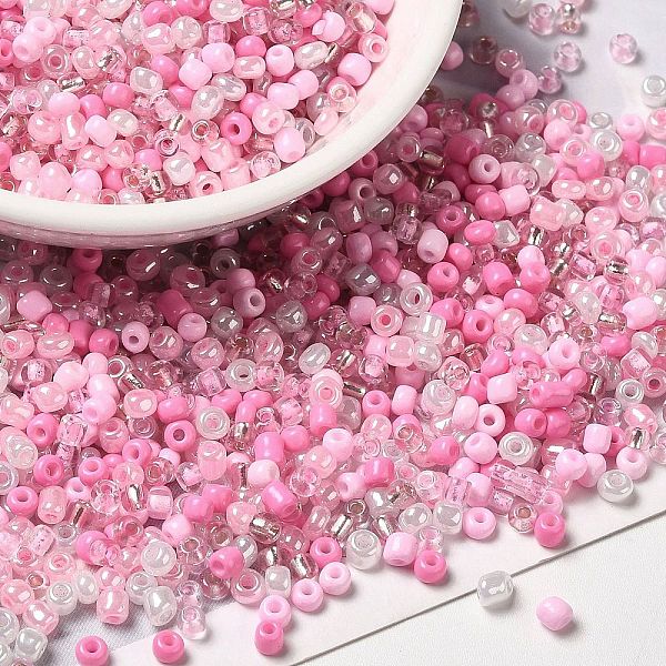 

PandaHall Opaque & Transparent Inside Colours Glass Seed Beads, Round Hole, Round, Mixed Color, Pearl Pink, 3x1.5~2.5mm, Hole: 0.8mm, about...