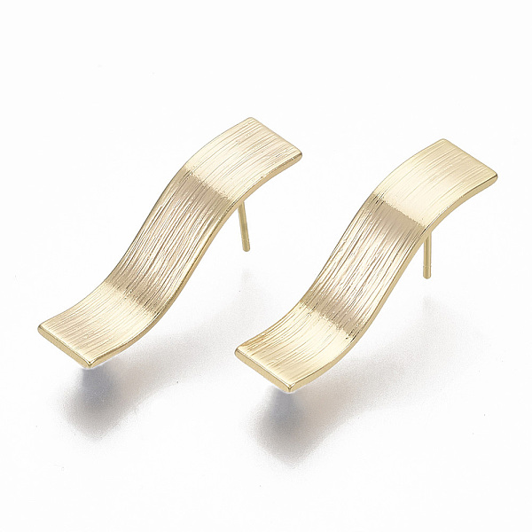 

PandaHall Brass Stud Earring Findings, with Loop, Nickel Free, Rectangle, Real 18K Gold Plated, 29x7.5mm, Hole: 2.5mm, Pin: 0.7mm Brass...