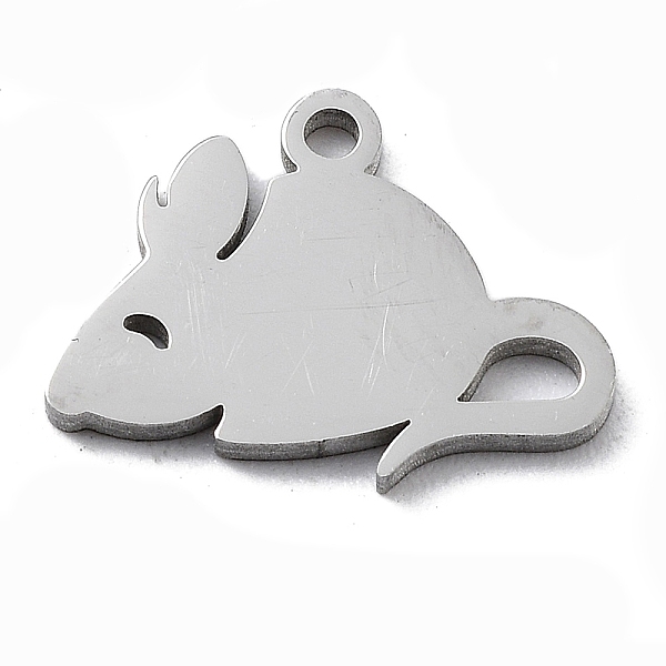 

PandaHall 304 Stainless Steel Charms, Stainless Steel Color, Laser Cut, Mouse, 10x13x1mm, Hole: 1.2mm. 304 Stainless Steel Mouse