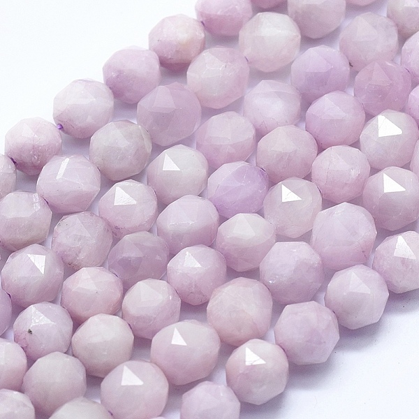 PandaHall Natural Purple Kunzite Beads Strands, Faceted, Star Cut Round Beads, Round, 9mm, Hole: 1mm, about 42pcs/strand, 15.35 inch(39cm)...