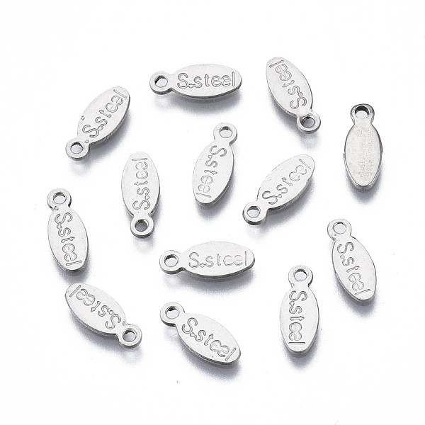 

PandaHall 201 Stainless Steel Charms, Stamping Blank Tag, Oval with Word S.Steel, Stainless Steel Color, 10x4x1mm, Hole: 1.2mm 201 Stainless...