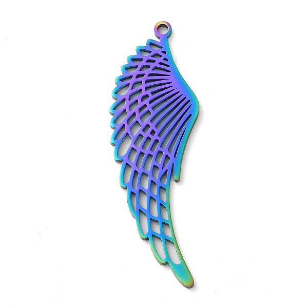 

PandaHall 304 Stainless Steel Big Pendants, Wing Charms, Rainbow Color, 55x7.5x1.5mm, Hole: 2mm 304 Stainless Steel Wing