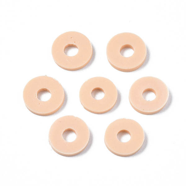 

PandaHall Eco-Friendly Handmade Polymer Clay Beads, Disc/Flat Round, Heishi Beads, PeachPuff, 8x0.5~1mm, Hole: 2mm, about 13000pcs/1000g..., Brown