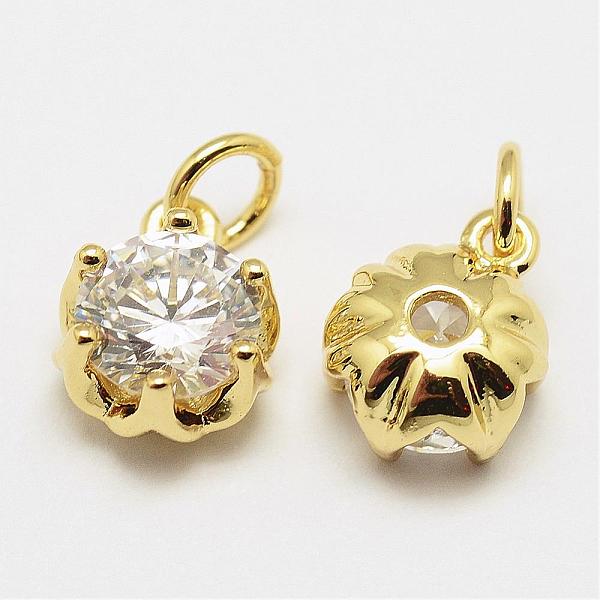 

PandaHall Brass Micro Pave Grade AAA Cubic Zirconia Charms, Flower, Cadmium Free & Nickel Free & Lead Free, Real 18K Gold Plated, 13x8x5mm...