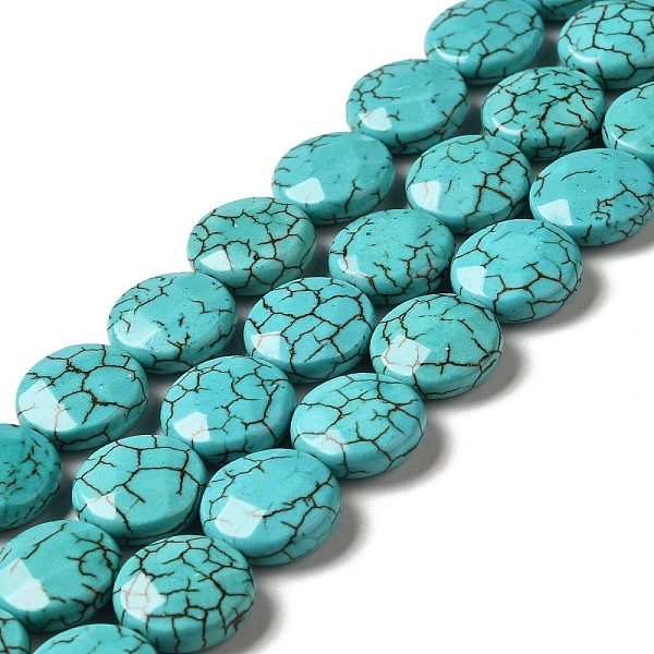 

PandaHall Natural Howlite Beads Strands, Dyed, Faceted, Flat Round, Dark Turquoise, 15.5x6mm, Hole: 1.2mm, about 26pcs/strand, 15.59 inch...