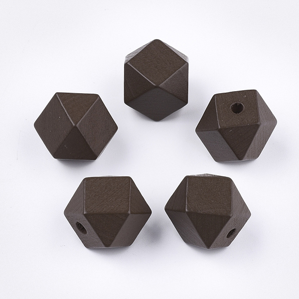 

PandaHall Painted Natural Wooden Beads, Faceted, Polygon, Coconut Brown, 19~20x19~20x19.5~20.5mm, Hole: 4mm Schima Wood Polygon Brown