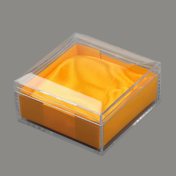 

PandaHall Plastic Jewelry Boxes, with Cloth, Square, Gold, 95x95x54mm Plastic Square Gold