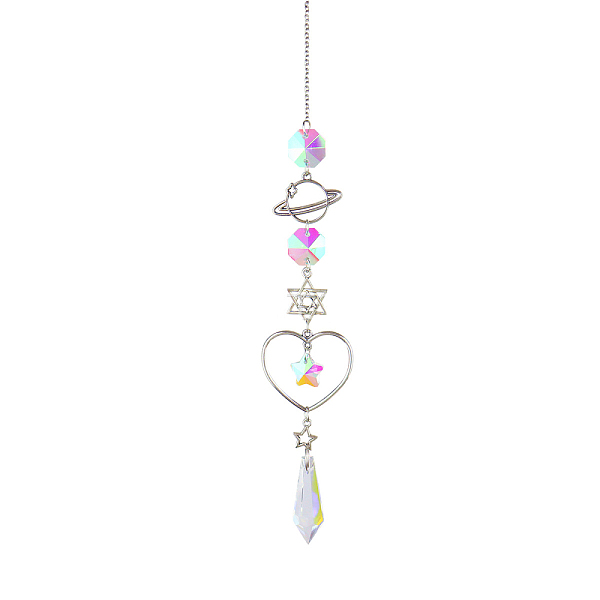 

PandaHall Iron Big Pendant Decorations, Hanging Sun Catchers, K9 Crystal Glass, with Alloy Findings, for Garden, Wedding, Lighting Ornament...