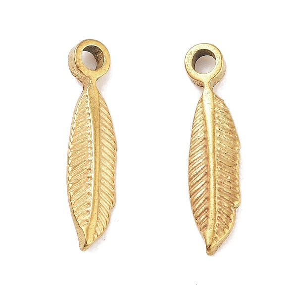 

PandaHall 304 Stainless Steel Pendants, Feather Charm, Golden, 15.5x4x2mm, Hole: 1.6mm 304 Stainless Steel Feather