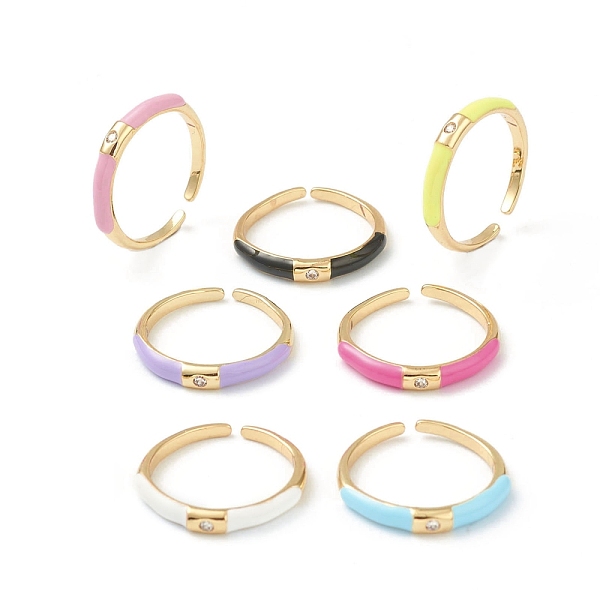 

PandaHall Brass Micro Pave Clear Cubic Zirconia Cuff Rings, Open Rings, Golden, Mixed Color, US Size 6, Inner Diameter: 17mm Brass+Cubic..., Multicolor