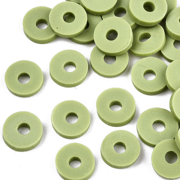 PandaHall Handmade Polymer Clay Beads, for DIY Jewelry Crafts Supplies, Disc/Flat Round, Heishi Beads, Yellow Green, 4x1mm, Hole: 1mm, about...
