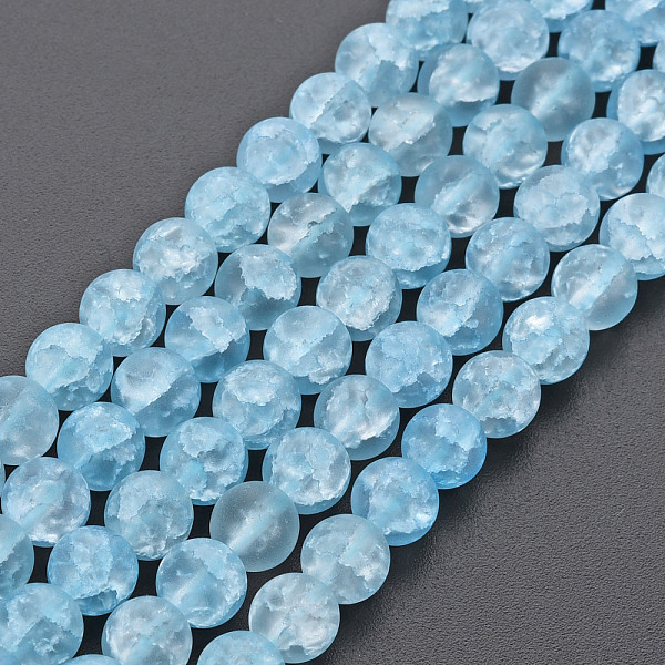 

PandaHall Crackle Glass Beads Strands, Dyed & Heated, Frosted, Round, Cornflower Blue, 6mm, Hole: 1mm, about 65~68pcs/strand, 15.35~15.75...