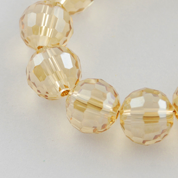 

PandaHall Electroplate Glass Bead Strands, Rainbow Color Plated, Faceted, Round, Light Khaki, 12mm, Hole: 2mm, about 50pcs/strand, 22.4 inch...
