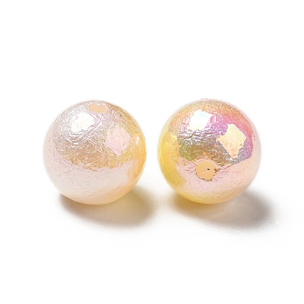 

PandaHall UV Plating Iridescent ABS Plastic Beads, Textured Round, PeachPuff, 14x13mm, Hole: 2mm ABS Plastic Round Brown