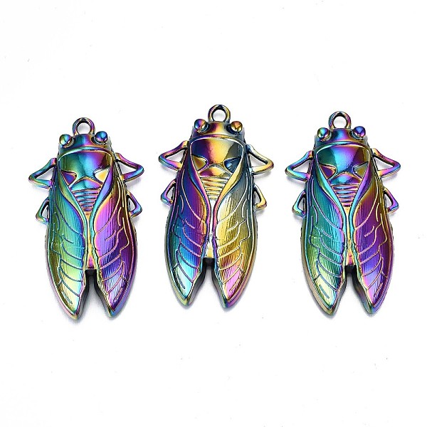 

PandaHall Alloy Big Pendants, Cadmium Free & Lead Free, Cicada, Rainbow Color, 61x34x8mm, Hole: 4mm Alloy Other Animal