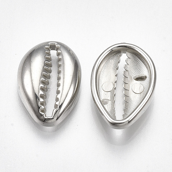 

PandaHall CCB Plastic Beads, No Hole, Cowrie Shell Shape, Platinum, 17x11.5x4.5mm Plastic Shell Shape