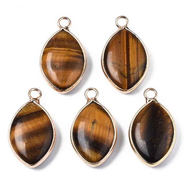 

PandaHall Natural Tiger Eye Pendants, with Golden Plated Brass Edge and Loop, Horse Eye, 25x14x5.5mm, Hole: 2.5mm Tiger Eye Horse Eye