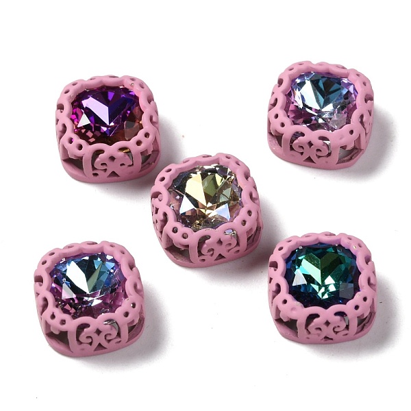 

PandaHall Sew on Rhinestone, Glass Rhinestone, with Brass Findings, Garments Accessories, Squre, Mixed Color, Hot Pink, 12.5x12.5x6.3mm..., Multicolor