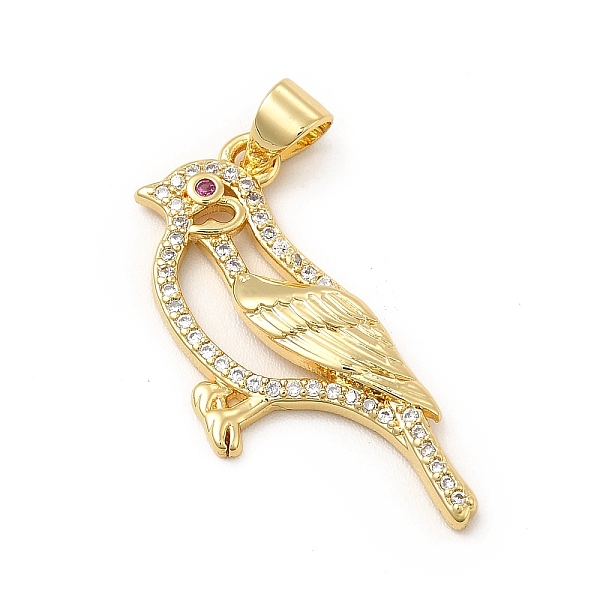 

PandaHall Rack Plating Brass Micro Pave Cubic Zirconia Pendants, Cadmium Free & Lead Free, Real 18K Gold Plated, Bird Charm, Clear...